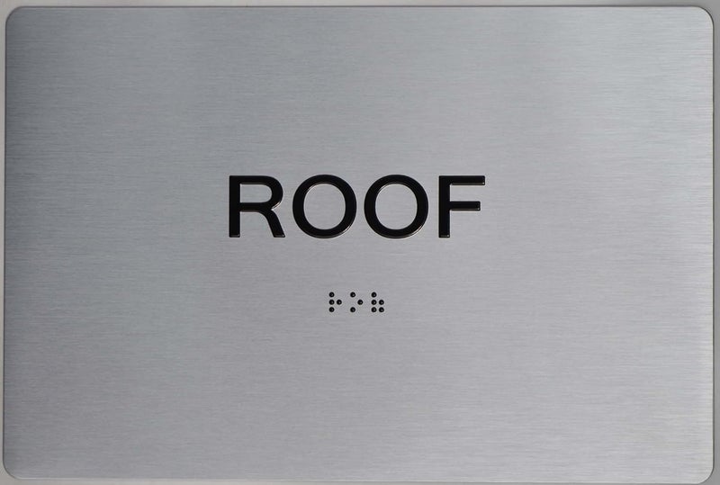 BUILDINGSIGNS.COM Floor Number Sign Tactile Graphics Grade 2 Braille Text With Raised Letters Aluminum, Safety Sign For Office, School Hospital,Brush Silver (Roof 6X9) - Image 2